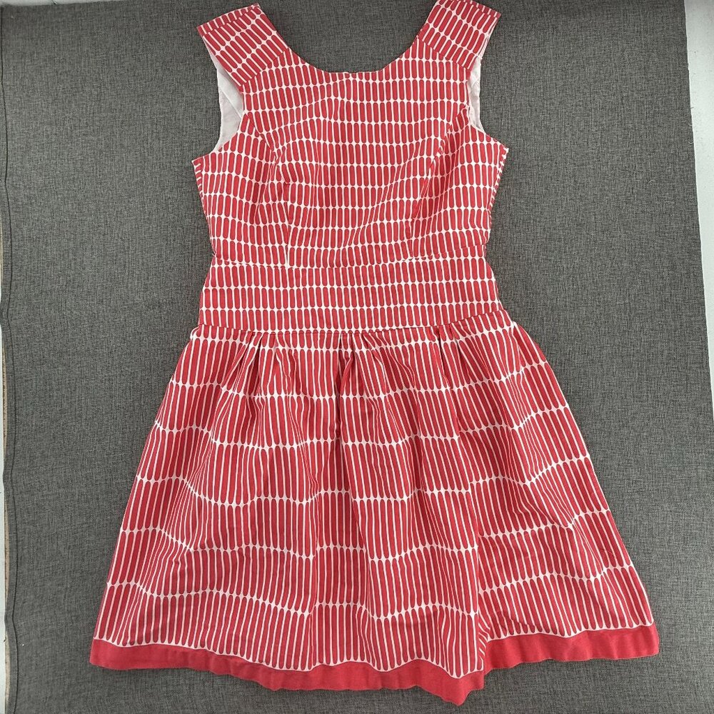 Dressbarn Fit & Flare Dress Stripped Sz 10 Zipper Altered 1" Shorter Cotton blen